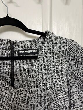 Karl Lagerfeld Black & White Textured Tweed Top